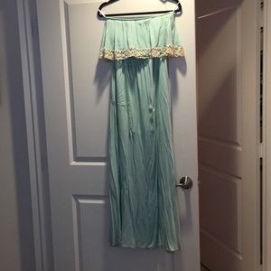 Strapless maxi dress with ruffle