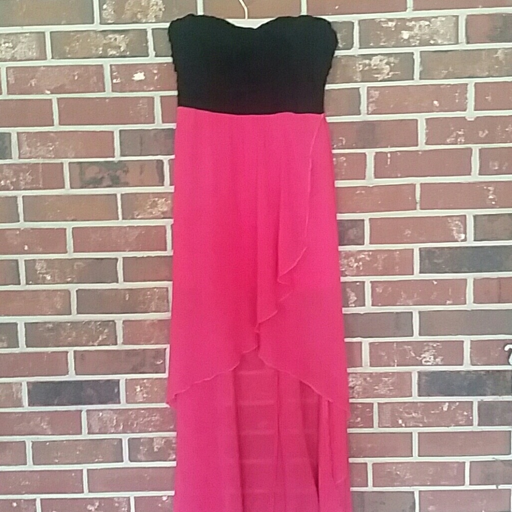 Black and Pink Hi lo Dress