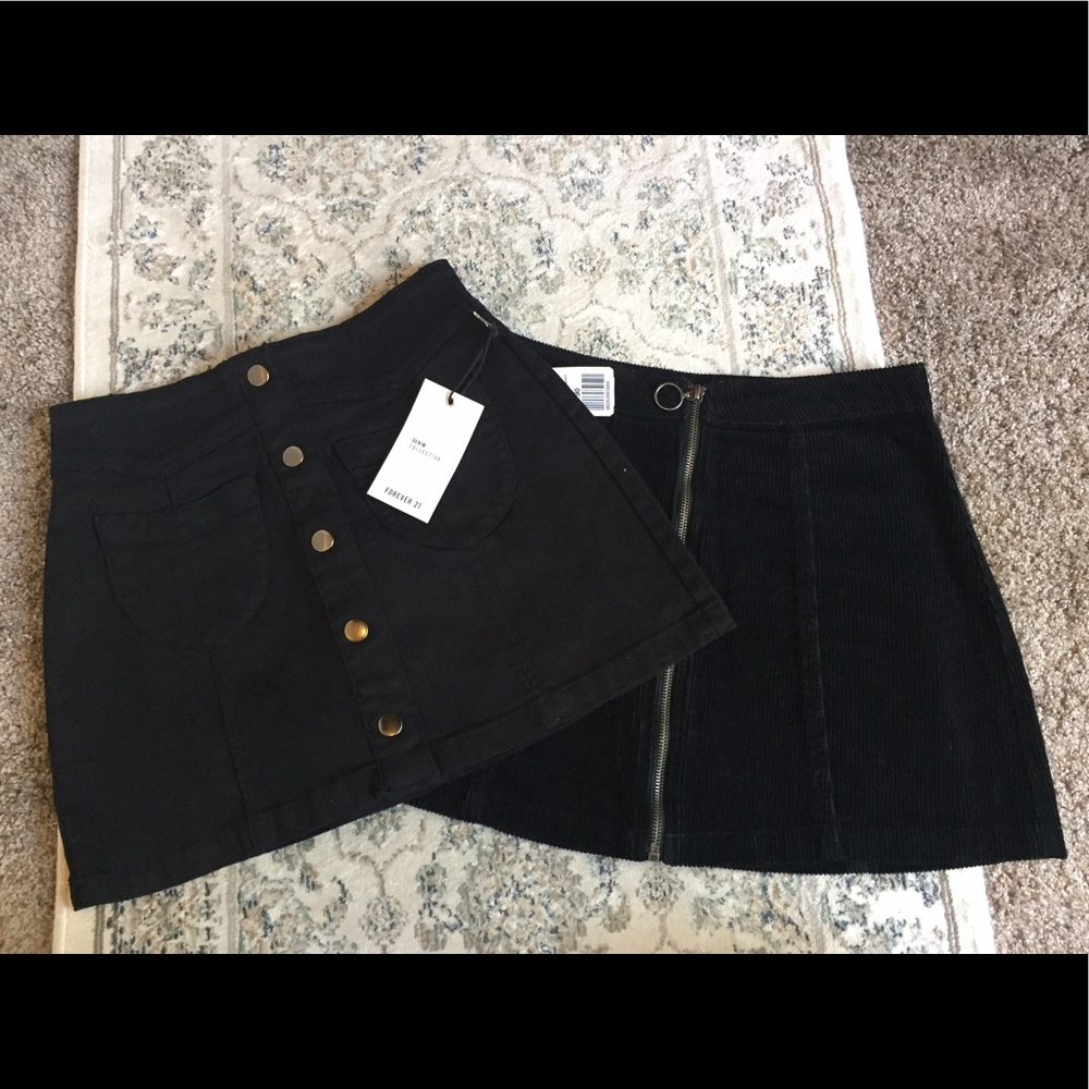 Two Black Forever 21 Skirts