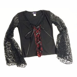 Hot Topic Morbid Threads Black Lace Shirt Top XS