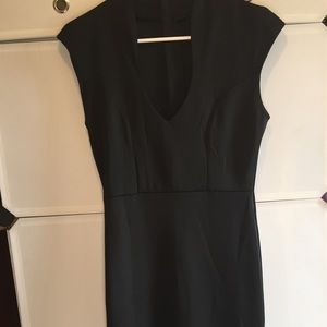Mid shin length black dress