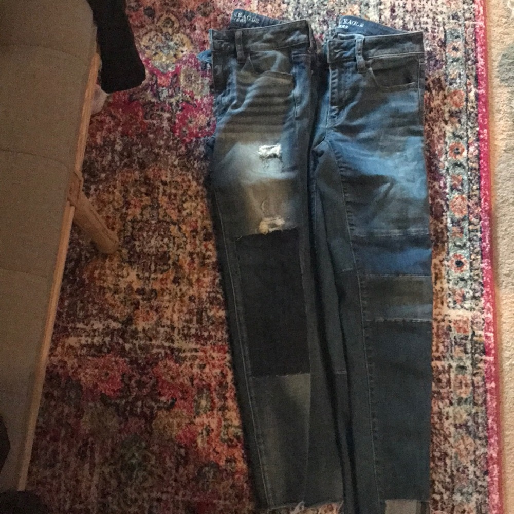 Two pairs of American eagle outfitters jeggings.