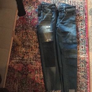 Two pairs of American eagle outfitters jeggings.