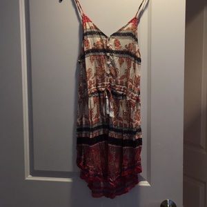 Patterned draw string tank top dress