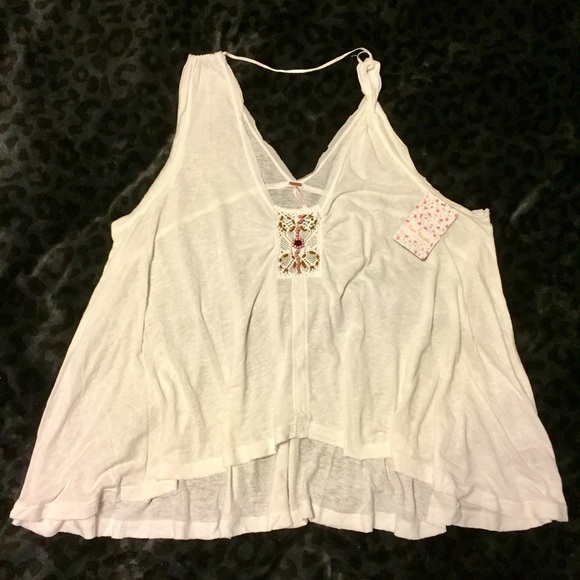Free People Embellished Ivory Linen Tank - Picture 2 of 6