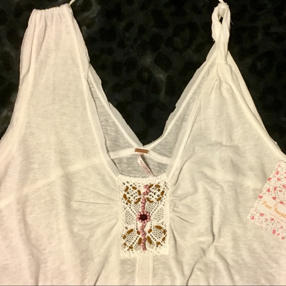 Free People Embellished Ivory Linen Tank - Picture 4 of 6