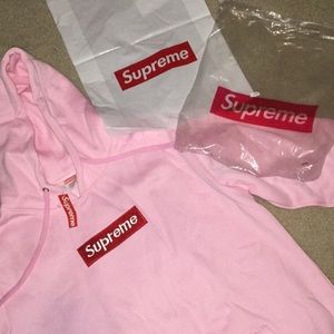 Pink Supreme Hoodie with original packaging
