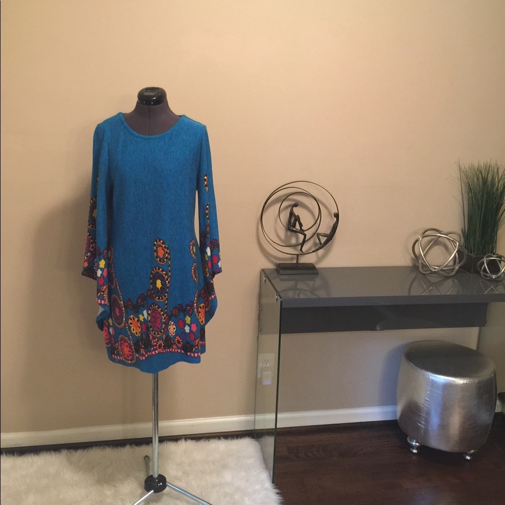 Teal long sleeve dress