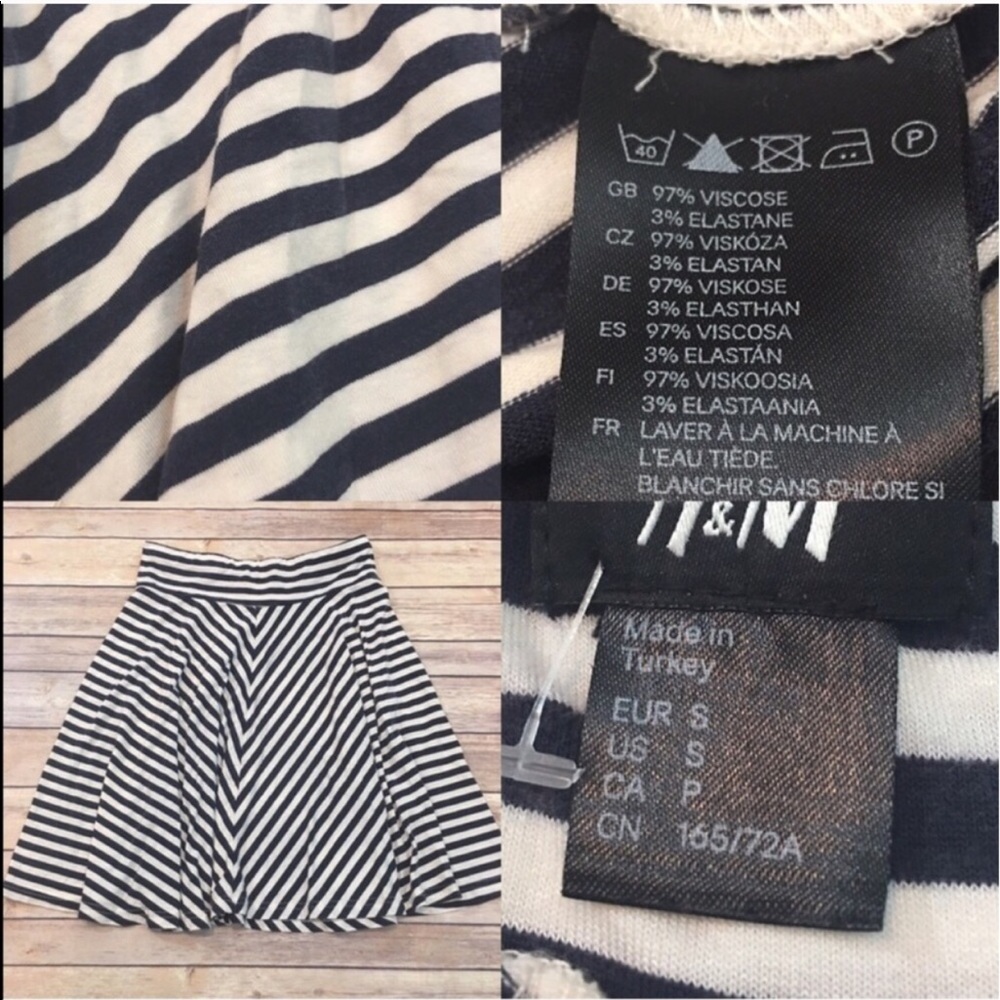 SOLD Small H&M Diagonal Knee Length Skater Skirt - Picture 3 of 4