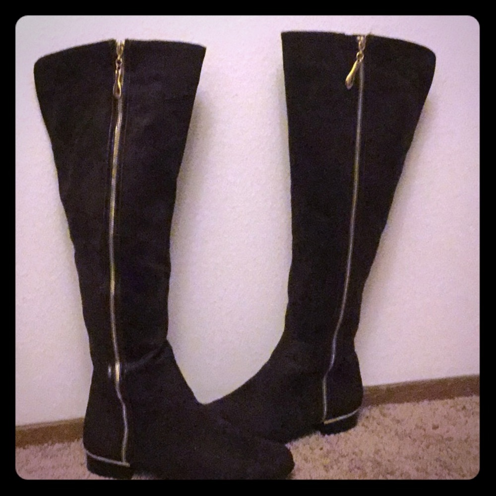 Brown suede tall boots