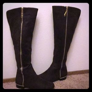 Brown suede tall boots