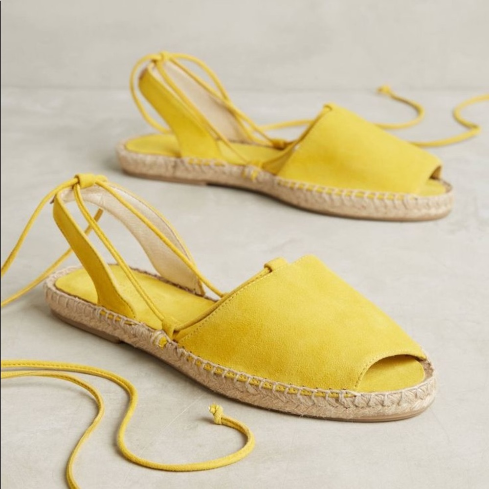 Anthropologie Mint & Rose Yellow Suede Espadrilles