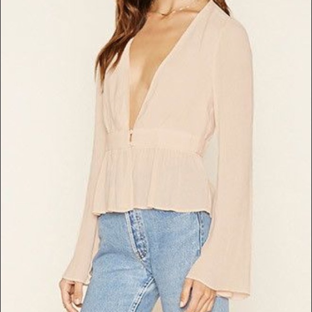 Baby pink bell sleeve blouse