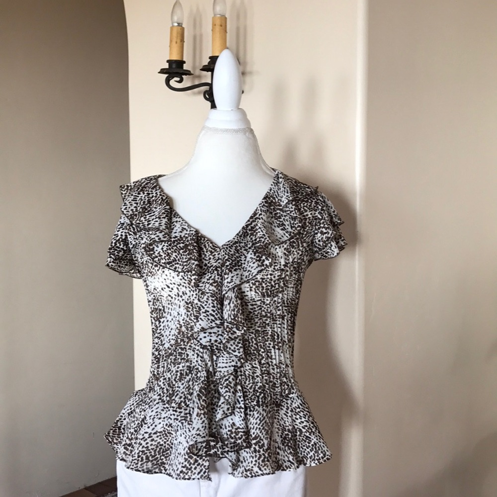 Sunny Leigh ruffled short sleeved blouse..