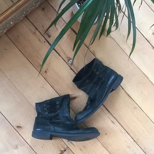 Black Leather Moto Boots