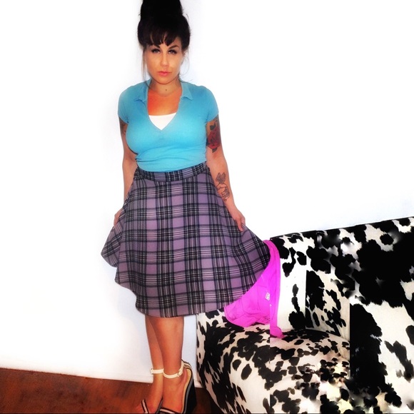 MOON RETRO 50's INSPIRED PLAID CIRCLE SKIRT M - Picture 5 of 5