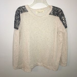 Long sleeve top with sequin shoulders