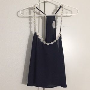 Sheer, navy, Daisy blouse