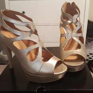 Gold Strappy Platform Heel