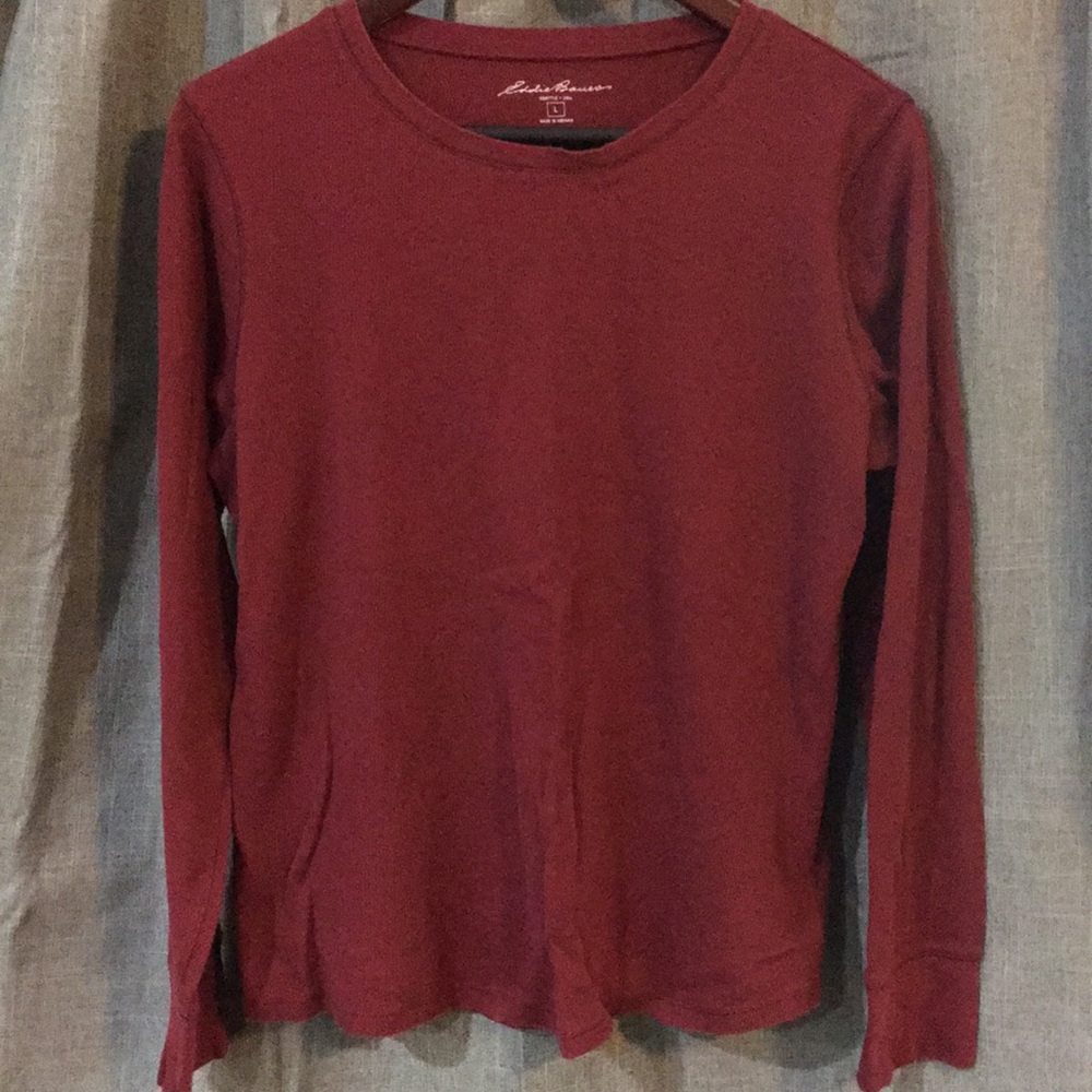 Waffle knit long sleeve tee