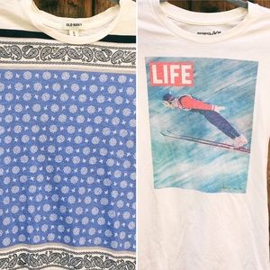 BUNDLE 2 cute white tshirts with design on front.