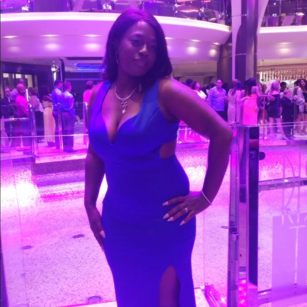 A blues evening dress