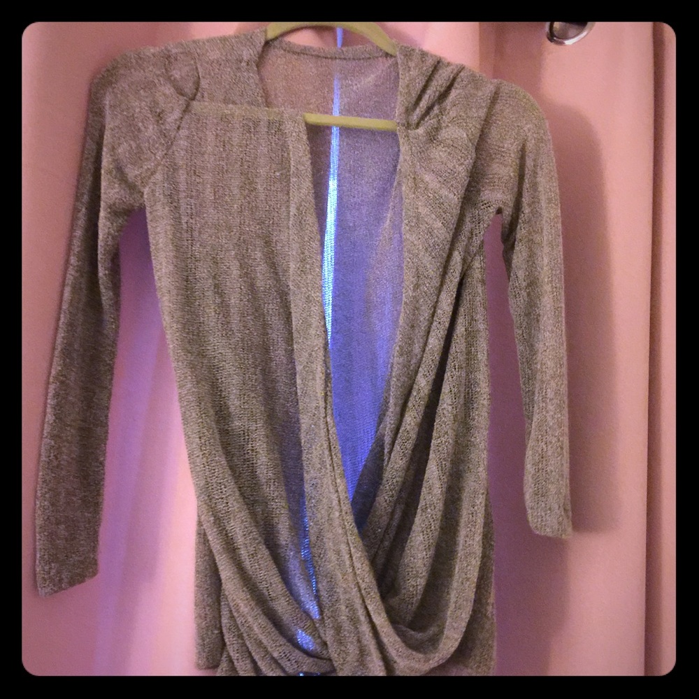 Gray wrap sweater
