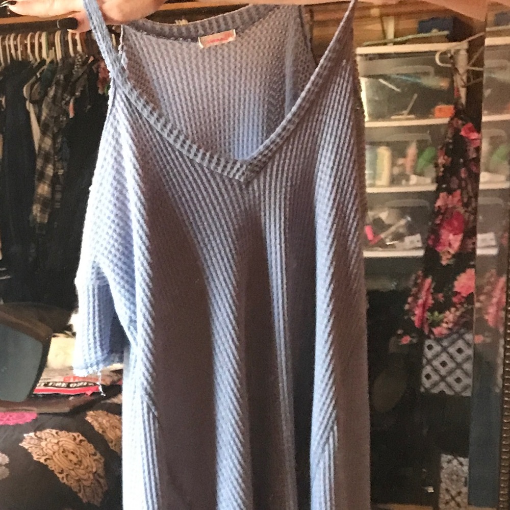 Periwinkle Cold Shoulder Flowy Fall Top