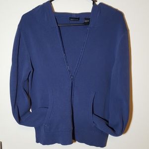 Waffle Knit Hooded Zip Up Sweater