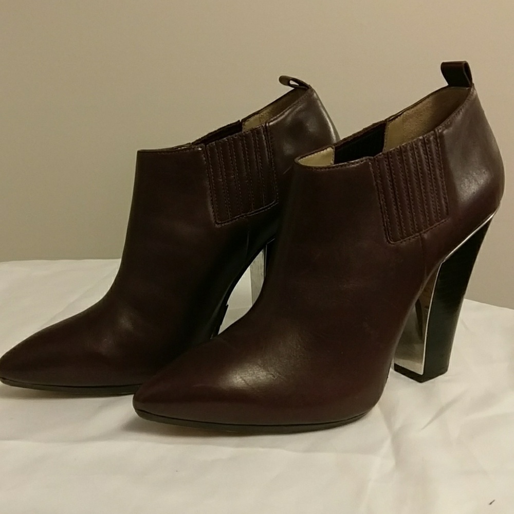 Michael Kors Collection Merlot Leather Booties