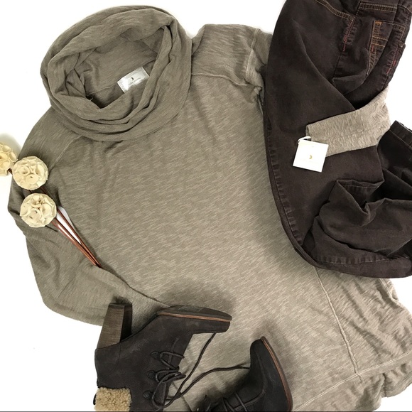 Ruby Moon Tops - Ruby Moon Cowl Neck Cotton Blend Tunic Long Sleeve