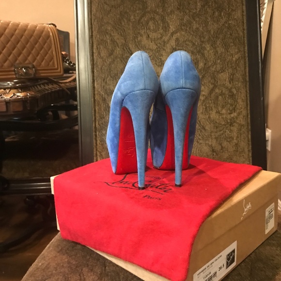 36.5 Christian Louboutin Blue Suede - Picture 2 of 4