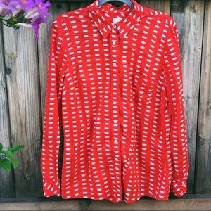 GAP Bright red coffee cup button down