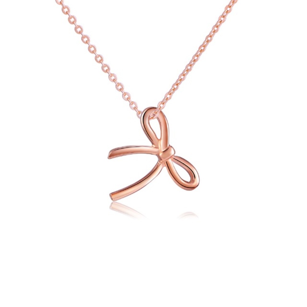 Rose gold plated 925 silver bow knot necklace