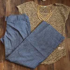 Faux denim linen dress pants