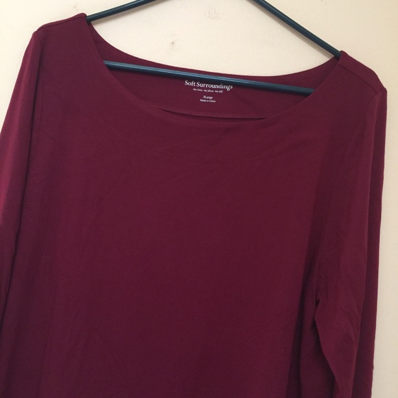 SOFT SURROUNDINGS Burgundy Asymmetrical Tunic Top - Picture 2 of 8