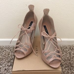 Zara Basic - Blush High Heel Lace-up Sandals