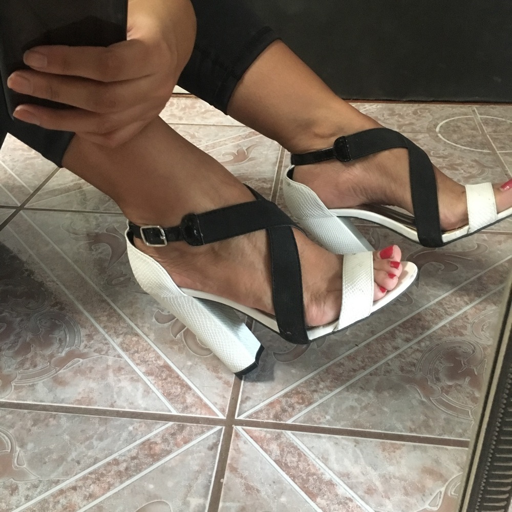 Black and white heels