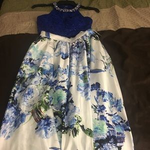 2Pc Elegant Royal Blue Dress
