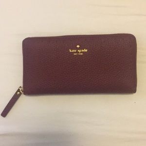 Kate spade pebbled leather merlot wallet!