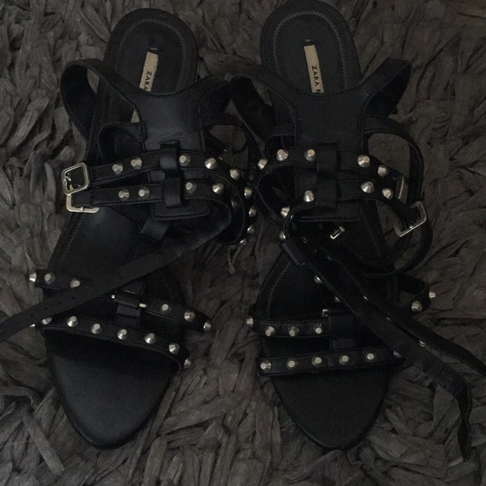 Zara all leather limited collection studded heel