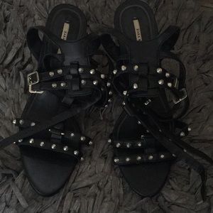 Zara all leather limited collection studded heel