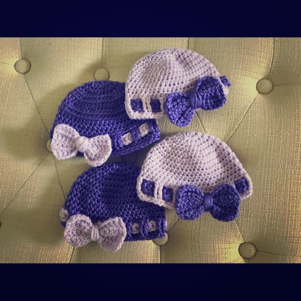 👶🏼Adorable hand-crocheted baby cap with bow🎀