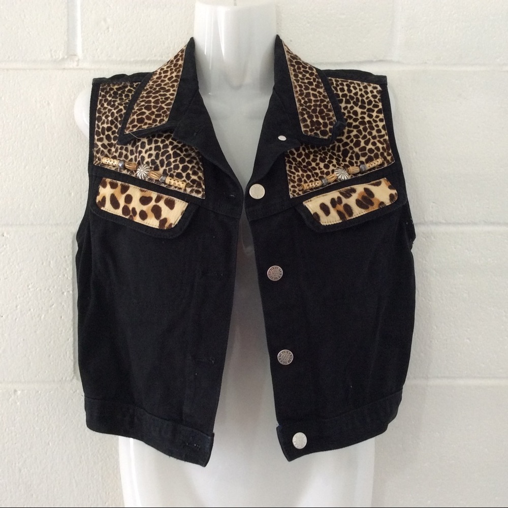 Cache Leopard Denim Vest size Small - Picture 3 of 6