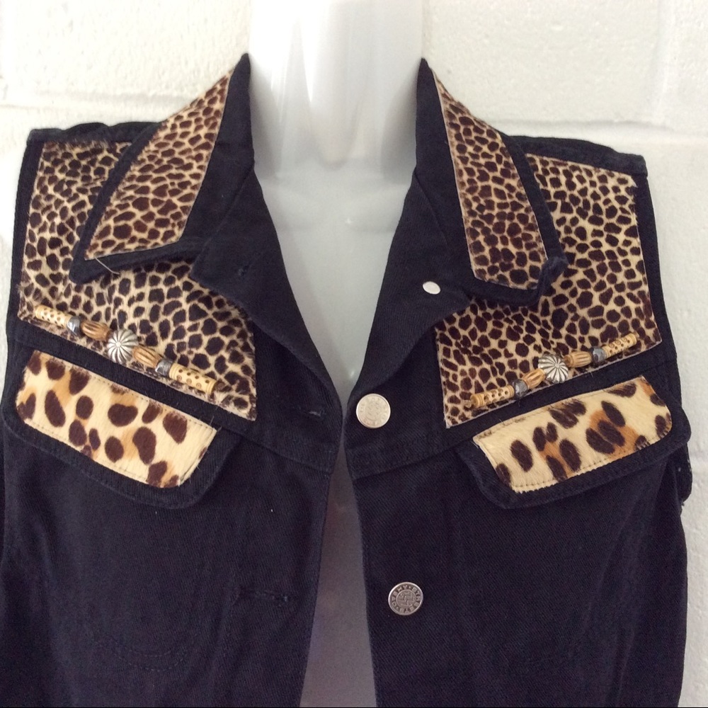 Cache Leopard Denim Vest size Small - Picture 4 of 6