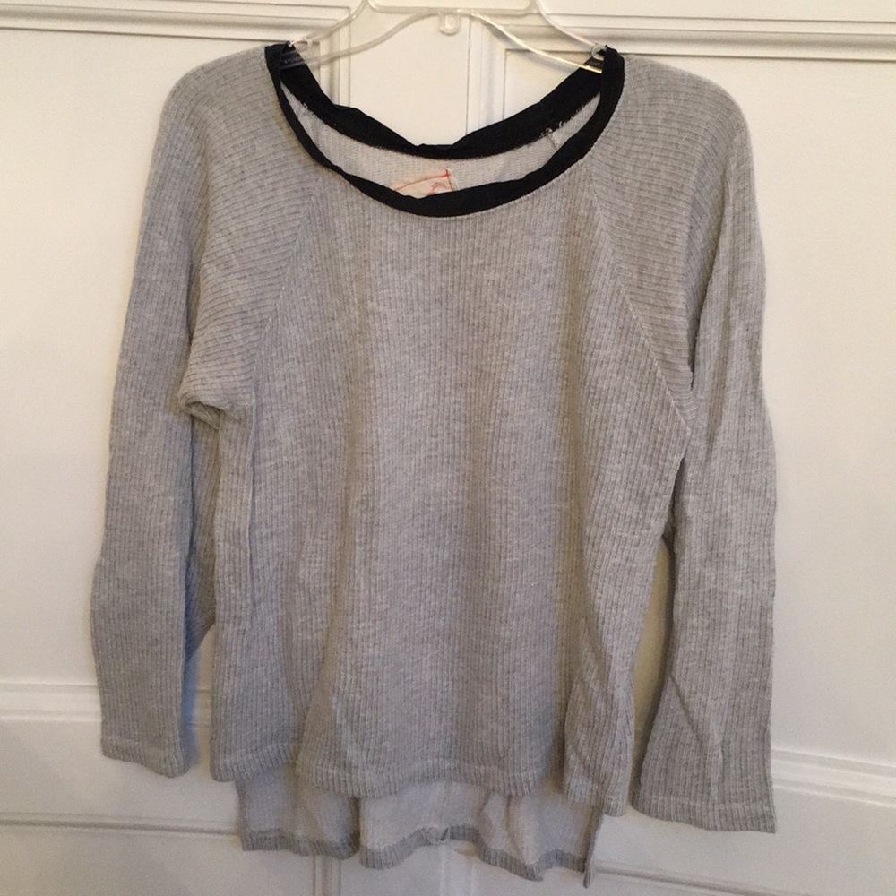 Daftbird Grey Sweater with Black Silk Trim Elbow