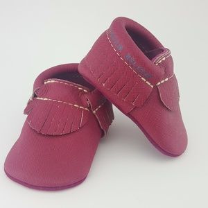 First Steps Inspired Magenta Leather Moccasins