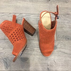 Marc Fisher Perforated Suede Peep Toe Booties