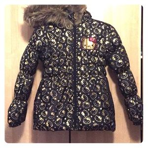 Black & Gold Hello Kitty Puffer Coat