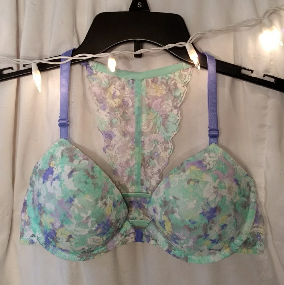 Beautiful teal and lavender lacey pushup bra!